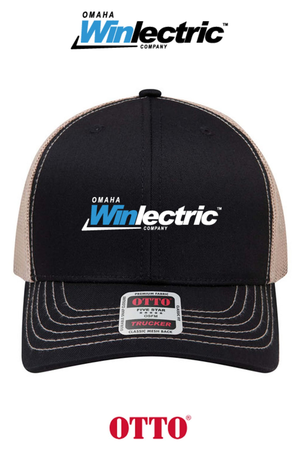 **BULK BUY SPECIAL** OTTO CAP® 6 Panel Mid Profile Mesh Back Trucker Hat - Omaha Winlectric