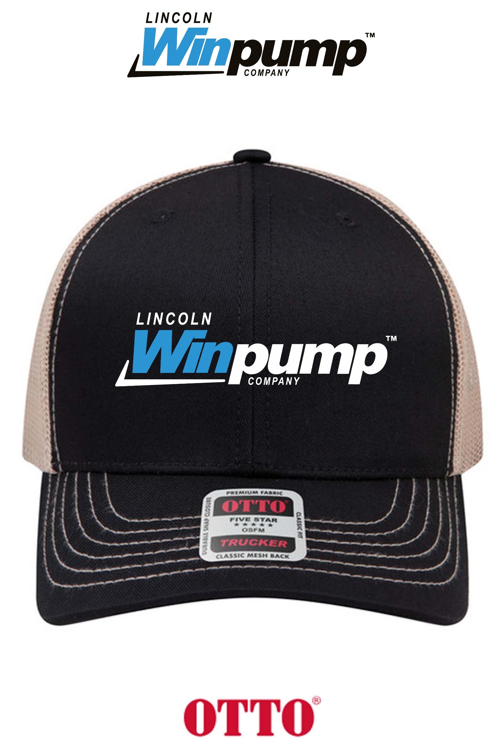 **BULK BUY SPECIAL** OTTO CAP® 6 Panel Mid Profile Mesh Back Trucker Hat - Lincoln Winpump