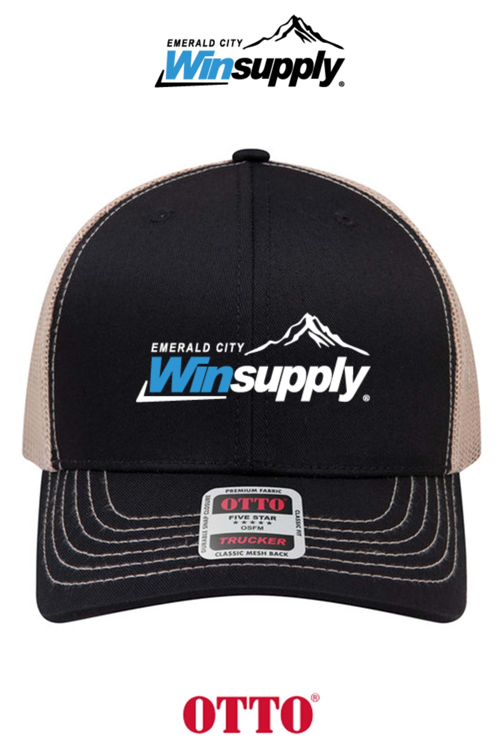 **BULK BUY SPECIAL** OTTO CAP® 6 Panel Mid Profile Mesh Back Trucker Hat - Winsupply Emerald City