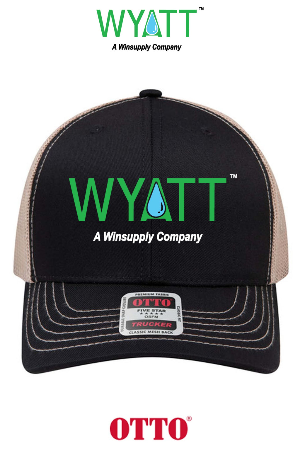 **BULK BUY SPECIAL** OTTO CAP® 6 Panel Mid Profile Mesh Back Trucker Hat - Wyatt Irrigation of Santa Rosa