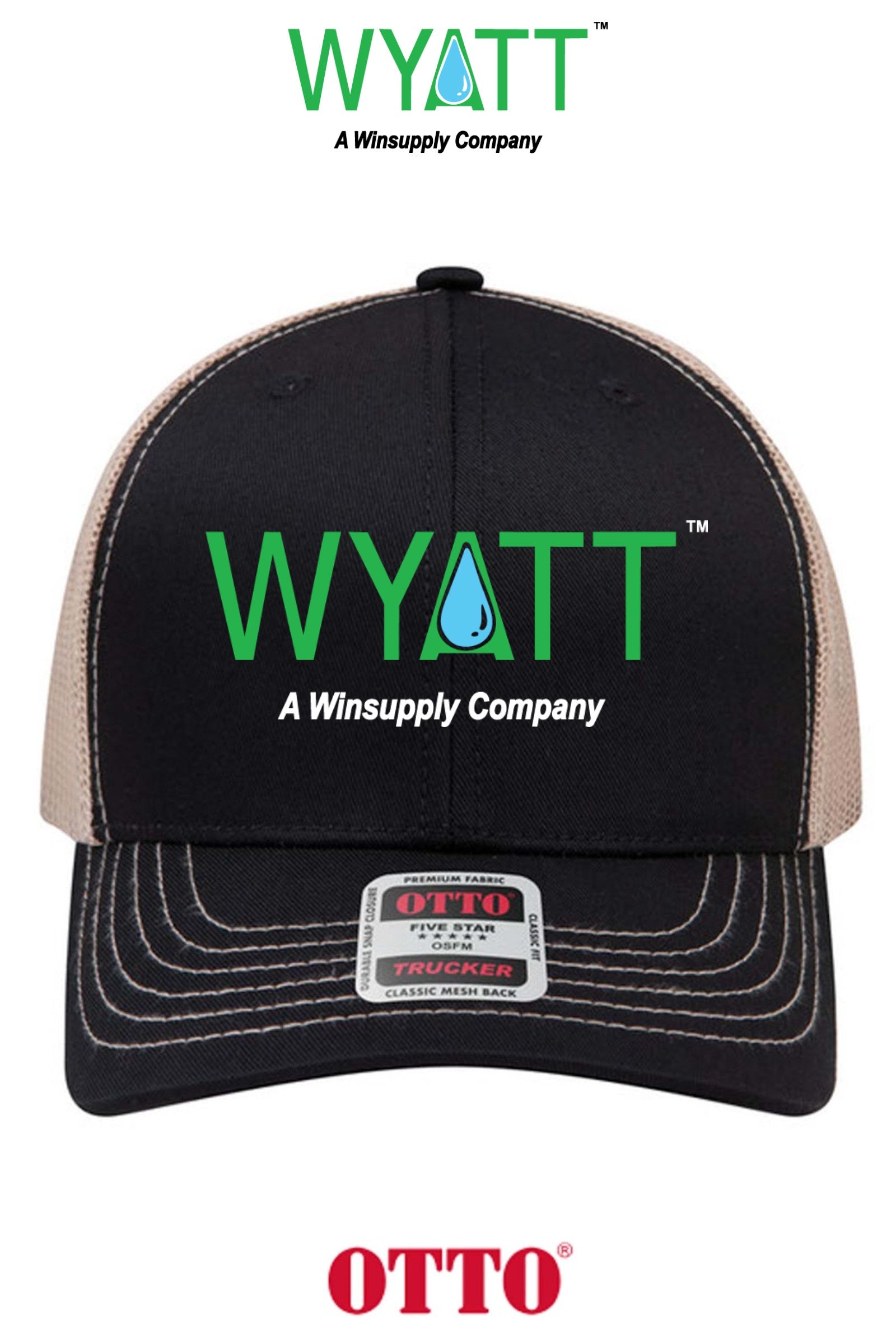 **BULK BUY SPECIAL** OTTO CAP® 6 Panel Mid Profile Mesh Back Trucker Hat - Wyatt Irrigation of Santa Rosa