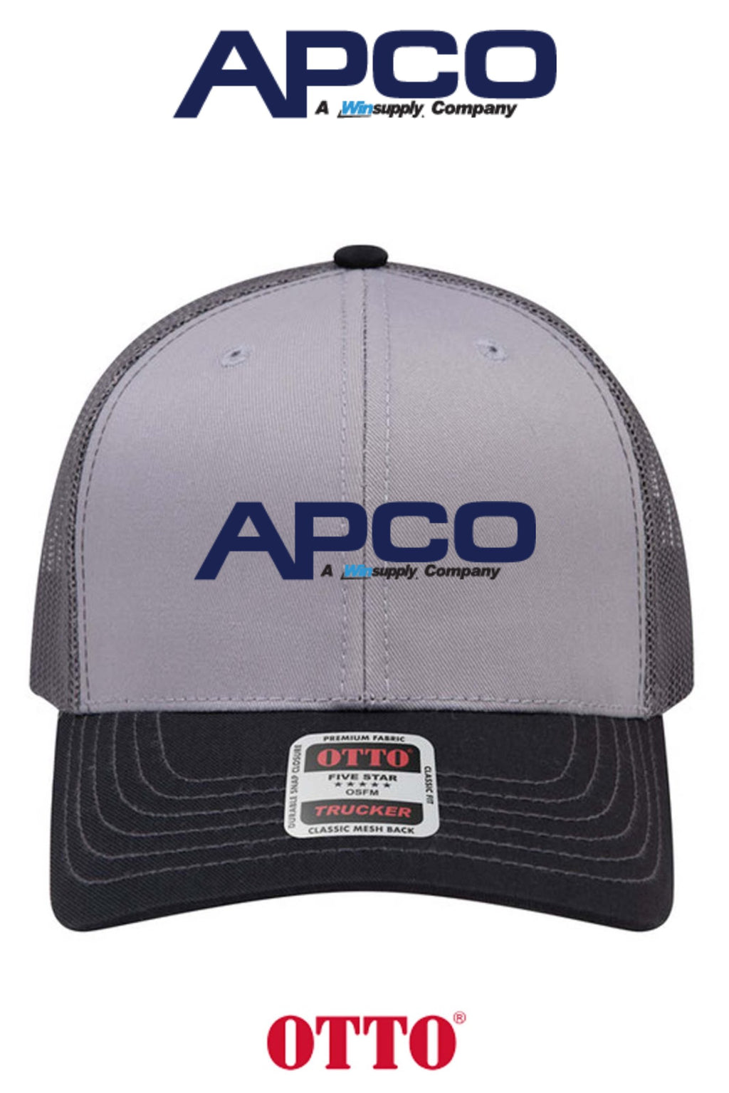 **BULK BUY SPECIAL** OTTO CAP® 6 Panel Mid Profile Mesh Back Trucker Hat - APCO Supply - Indianapolis
