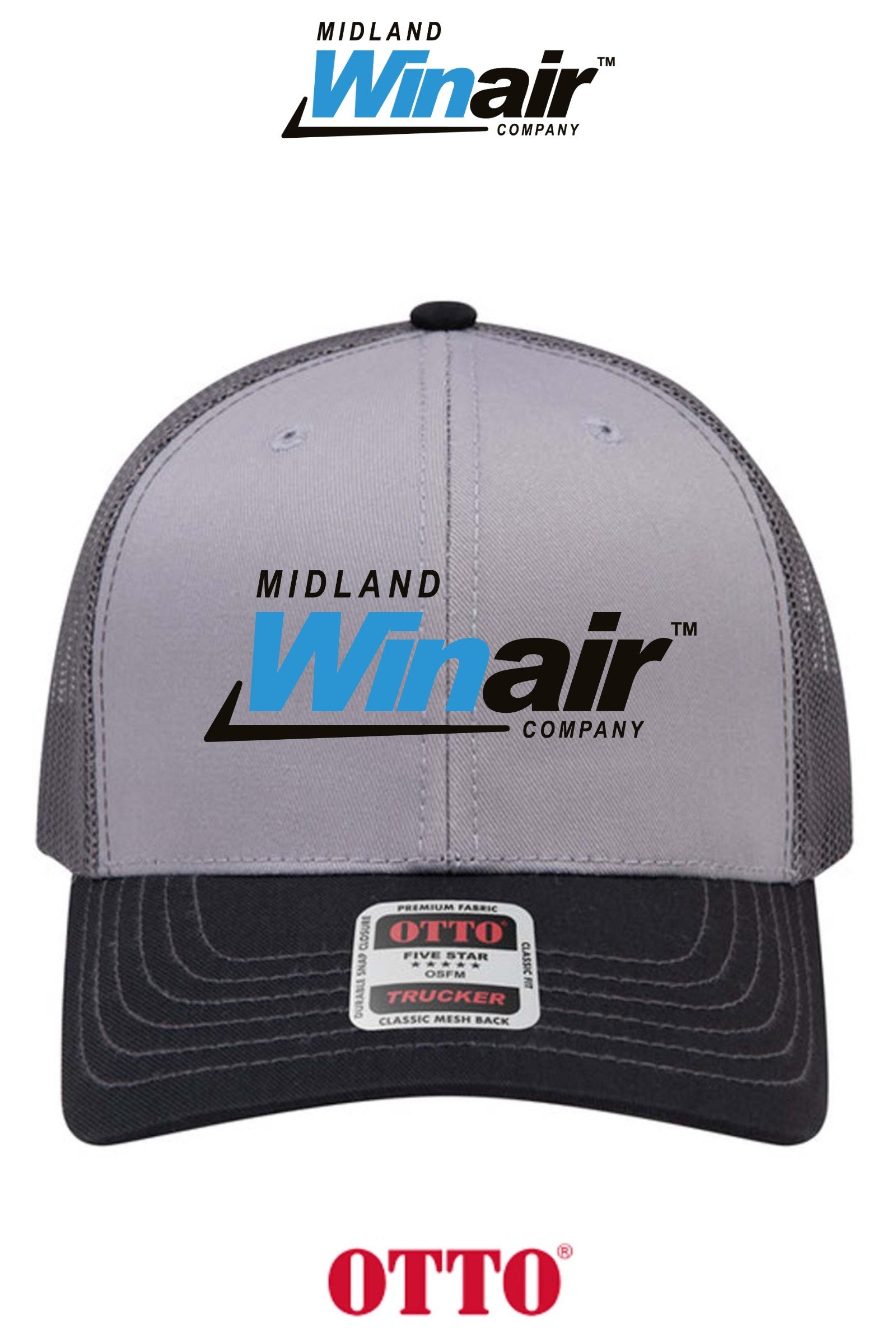 **BULK BUY SPECIAL** OTTO CAP® 6 Panel Mid Profile Mesh Back Trucker Hat - Midland Winair