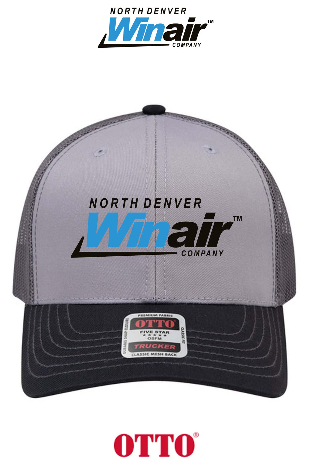 **BULK BUY SPECIAL** OTTO CAP® 6 Panel Mid Profile Mesh Back Trucker Hat - North Denver Winair