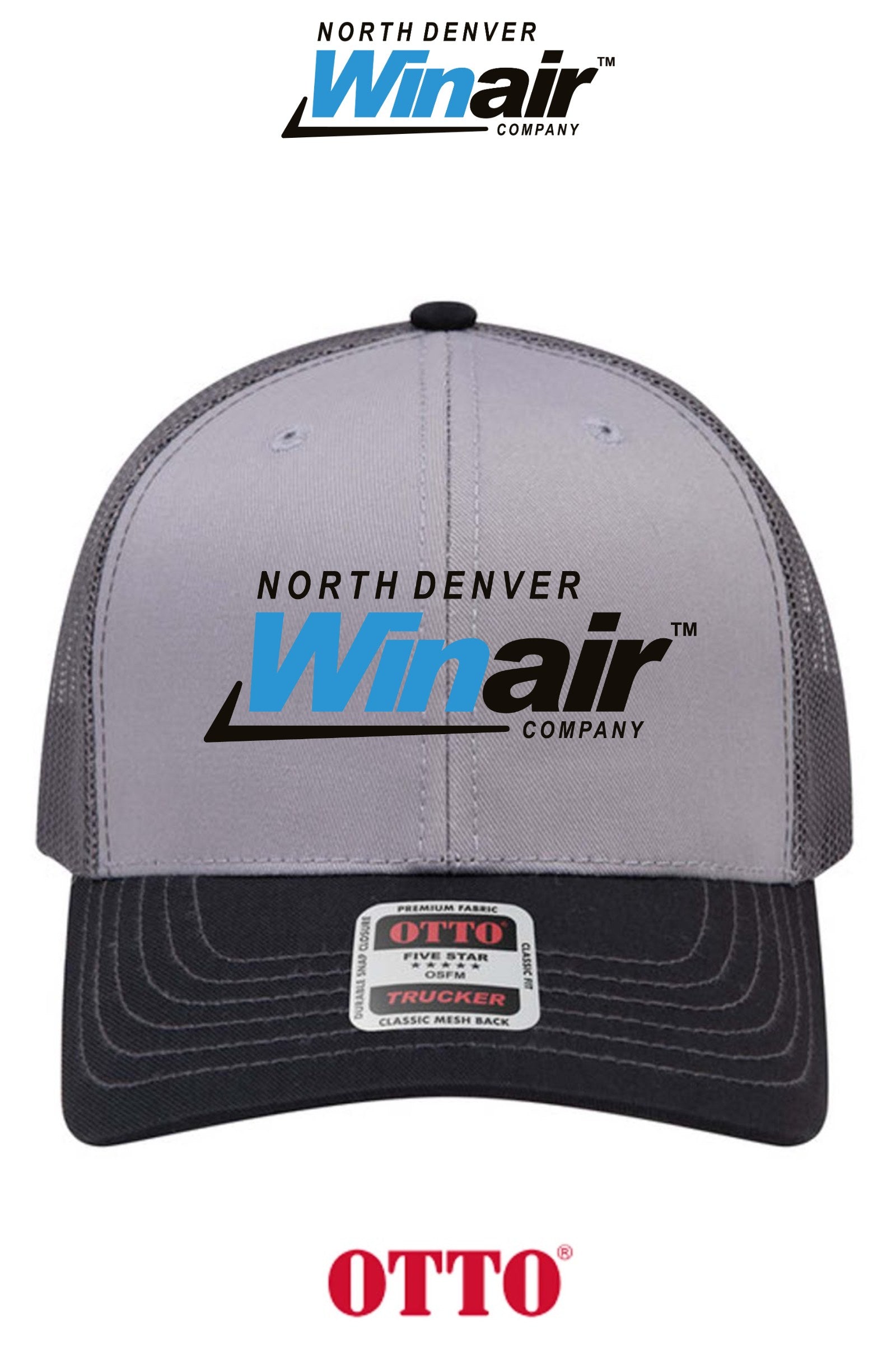 **BULK BUY SPECIAL** OTTO CAP® 6 Panel Mid Profile Mesh Back Trucker Hat - North Denver Winair