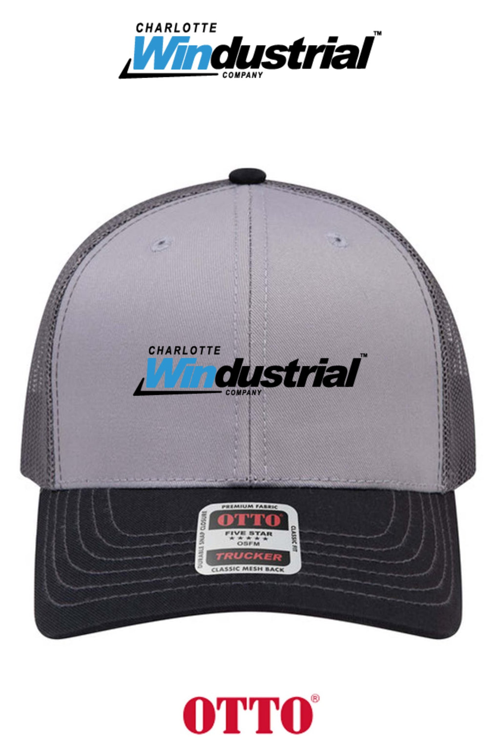 **BULK BUY SPECIAL** OTTO CAP® 6 Panel Mid Profile Mesh Back Trucker Hat - Charlotte Windustrial