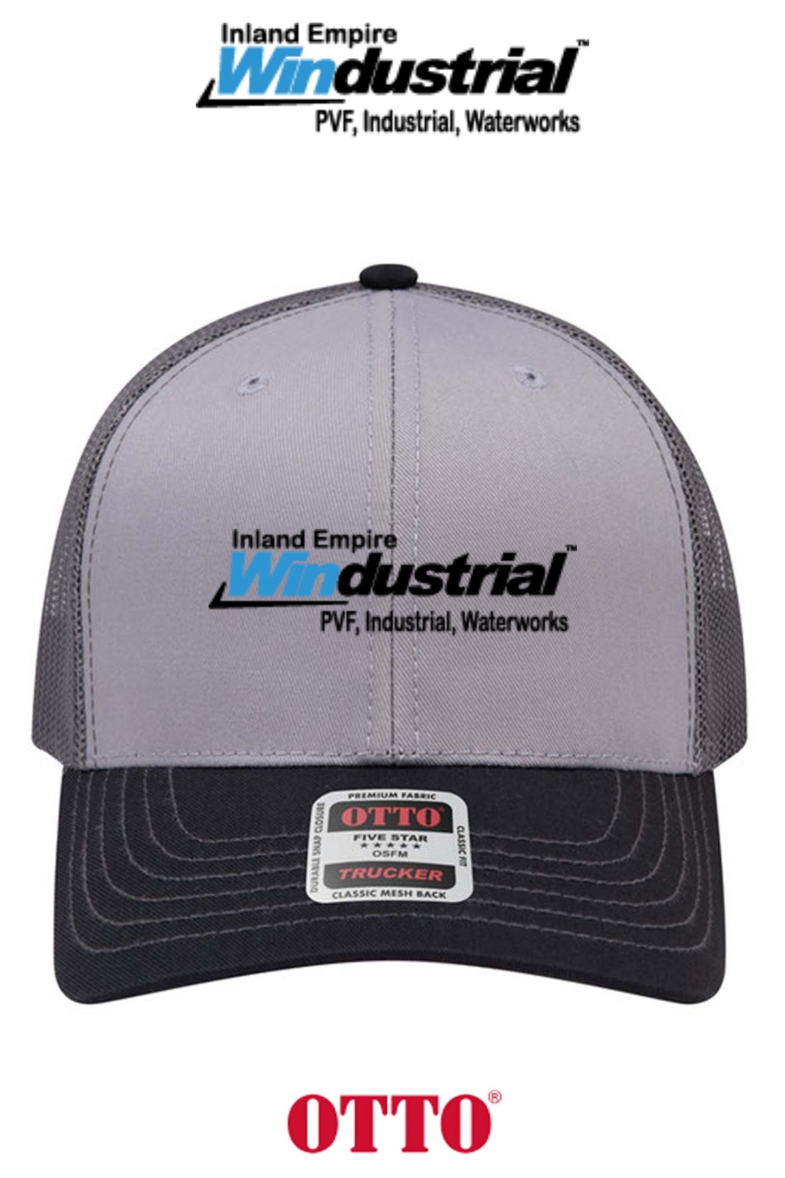 **BULK BUY SPECIAL** OTTO CAP® 6 Panel Mid Profile Mesh Back Trucker Hat - Inland Empire Windustrial