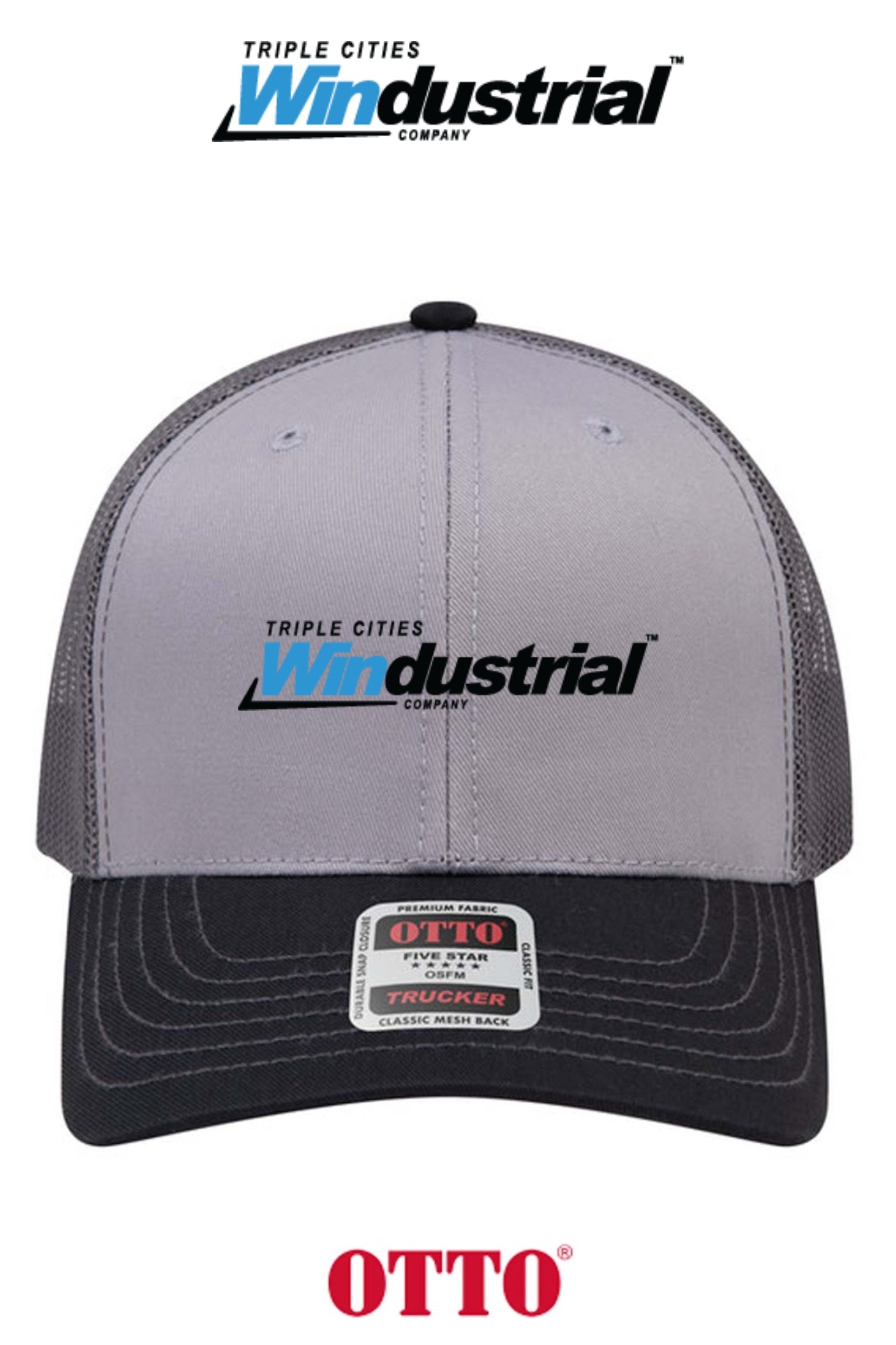 **BULK BUY SPECIAL** OTTO CAP® 6 Panel Mid Profile Mesh Back Trucker Hat - Windustrial Triple Cities