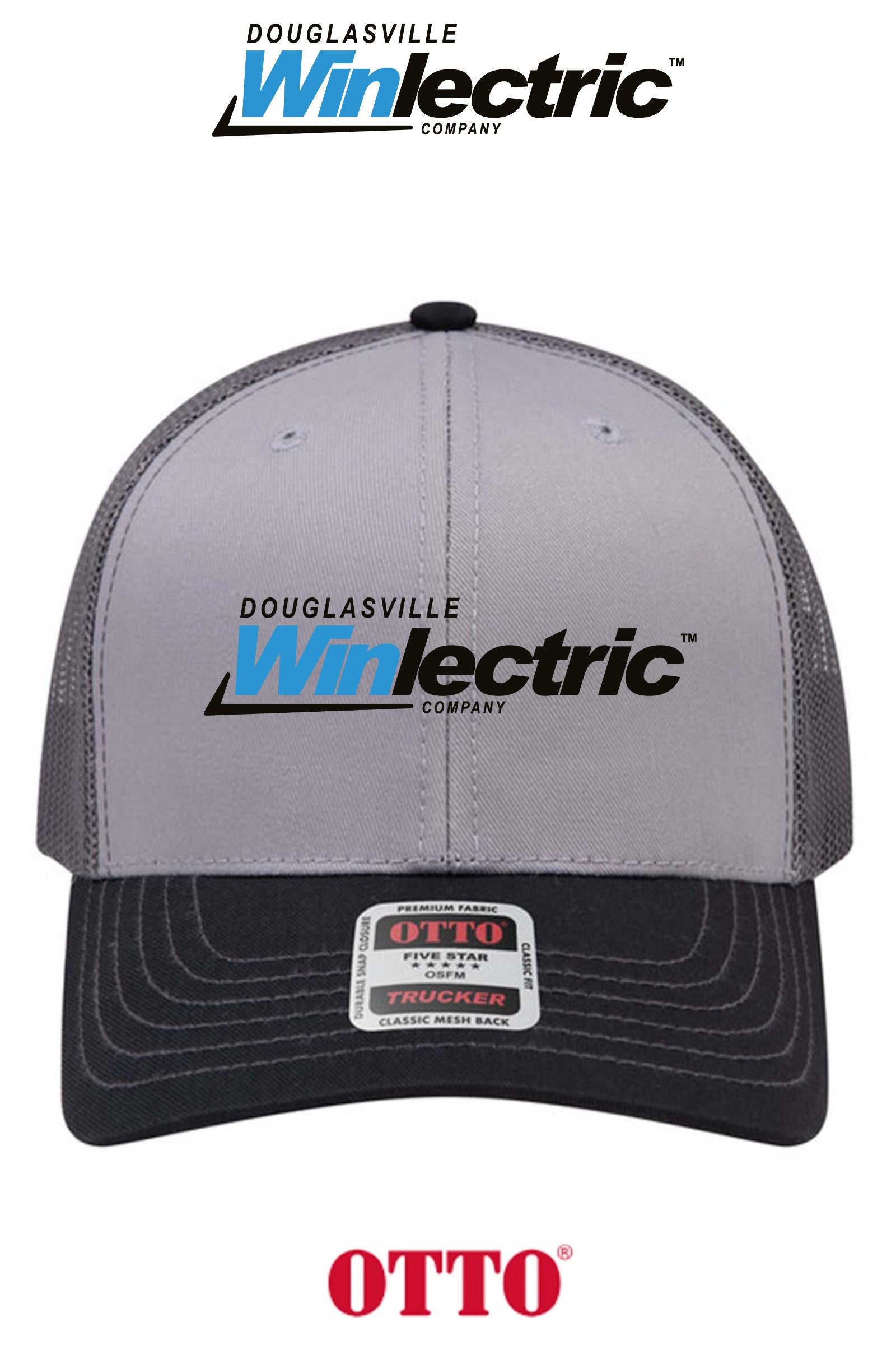 **BULK BUY SPECIAL** OTTO CAP® 6 Panel Mid Profile Mesh Back Trucker Hat - Douglasville Winlectric