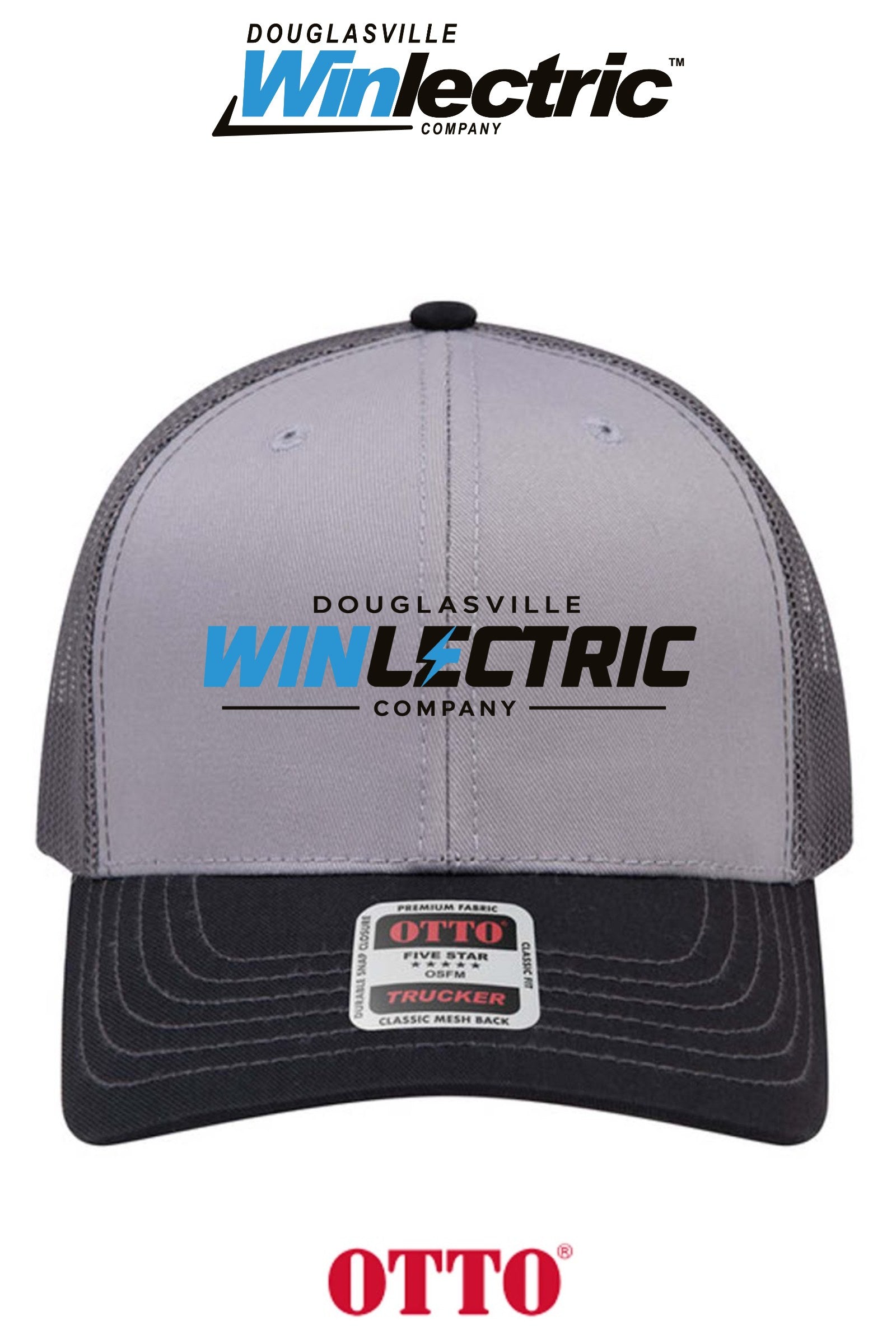 **BULK BUY SPECIAL** OTTO CAP® 6 Panel Mid Profile Mesh Back Trucker Hat - Douglasville Winlectric