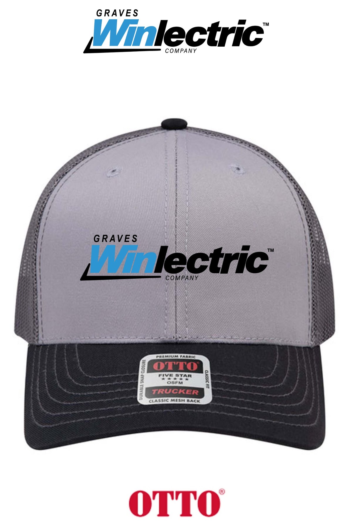 **BULK BUY SPECIAL** OTTO CAP® 6 Panel Mid Profile Mesh Back Trucker Hat - Graves Winlectric