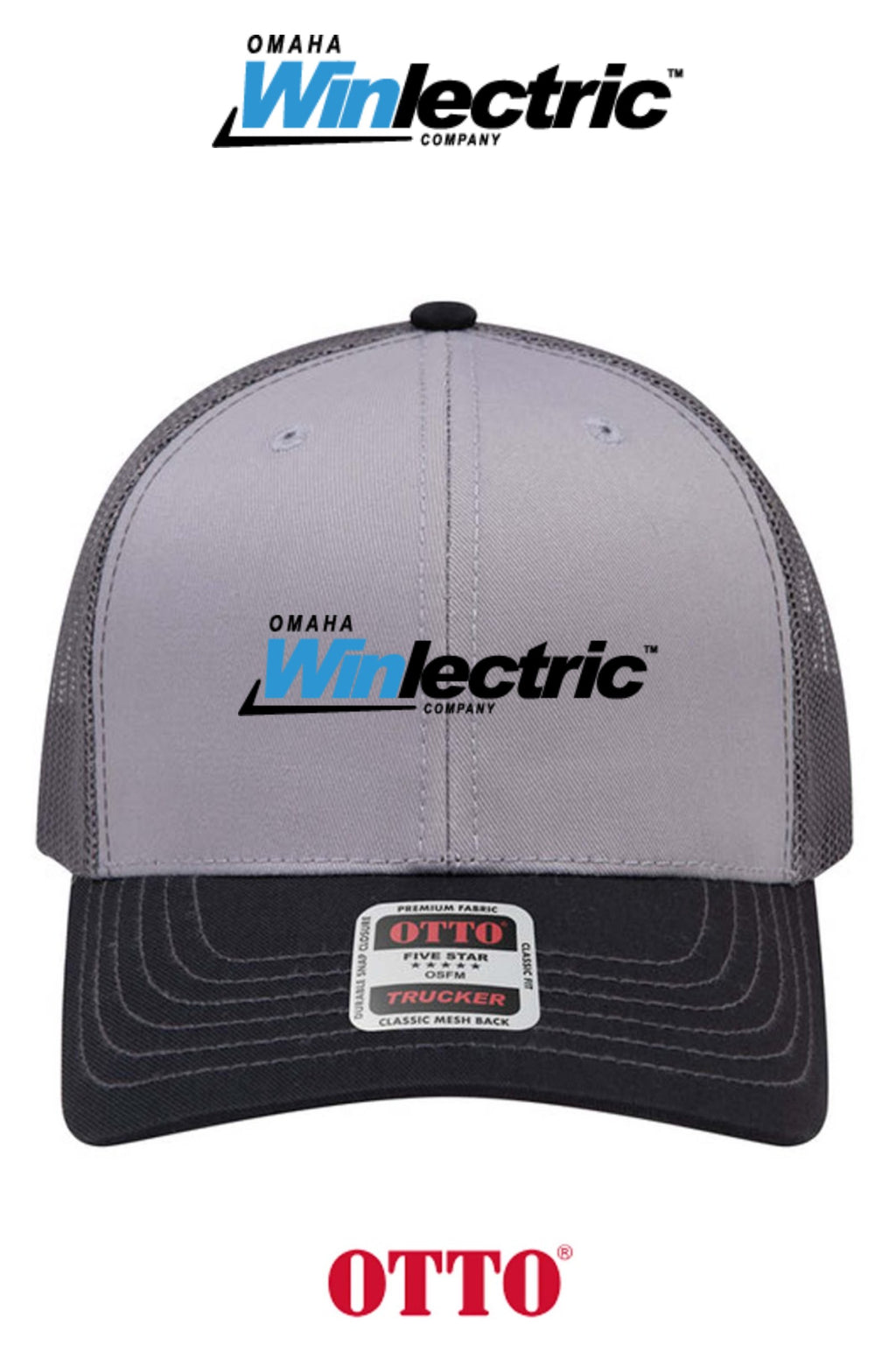 **BULK BUY SPECIAL** OTTO CAP® 6 Panel Mid Profile Mesh Back Trucker Hat - Omaha Winlectric
