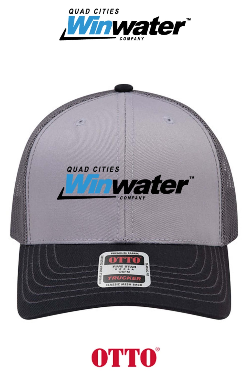 **BULK BUY SPECIAL** OTTO CAP® 6 Panel Mid Profile Mesh Back Trucker Hat - Quad Cities Winwater
