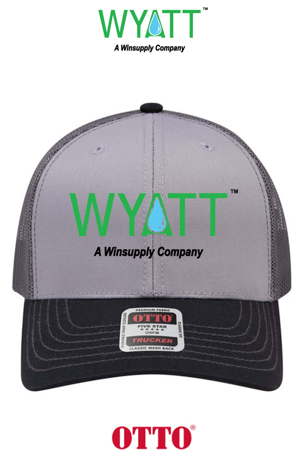 **BULK BUY SPECIAL** OTTO CAP® 6 Panel Mid Profile Mesh Back Trucker Hat - Wyatt Irrigation of Santa Rosa