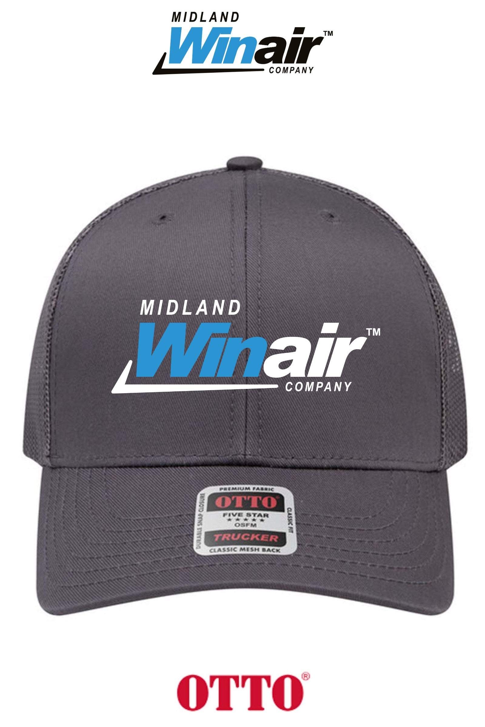 **BULK BUY SPECIAL** OTTO CAP® 6 Panel Mid Profile Mesh Back Trucker Hat - Midland Winair