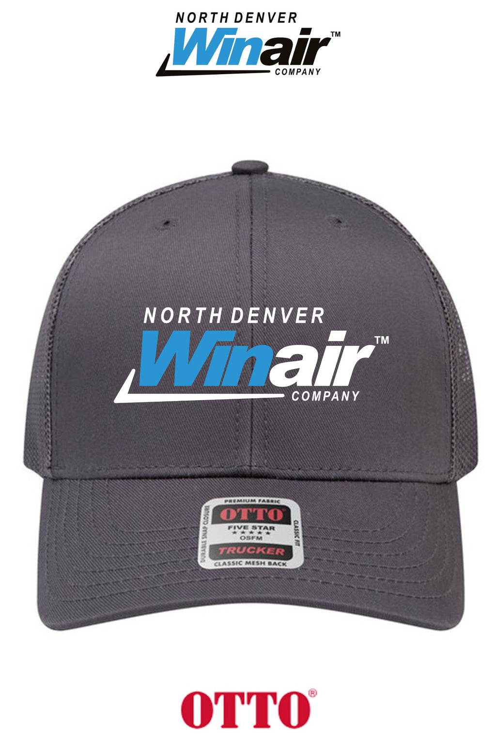 **BULK BUY SPECIAL** OTTO CAP® 6 Panel Mid Profile Mesh Back Trucker Hat - North Denver Winair