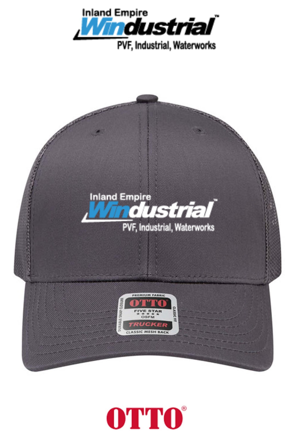 **BULK BUY SPECIAL** OTTO CAP® 6 Panel Mid Profile Mesh Back Trucker Hat - Inland Empire Windustrial