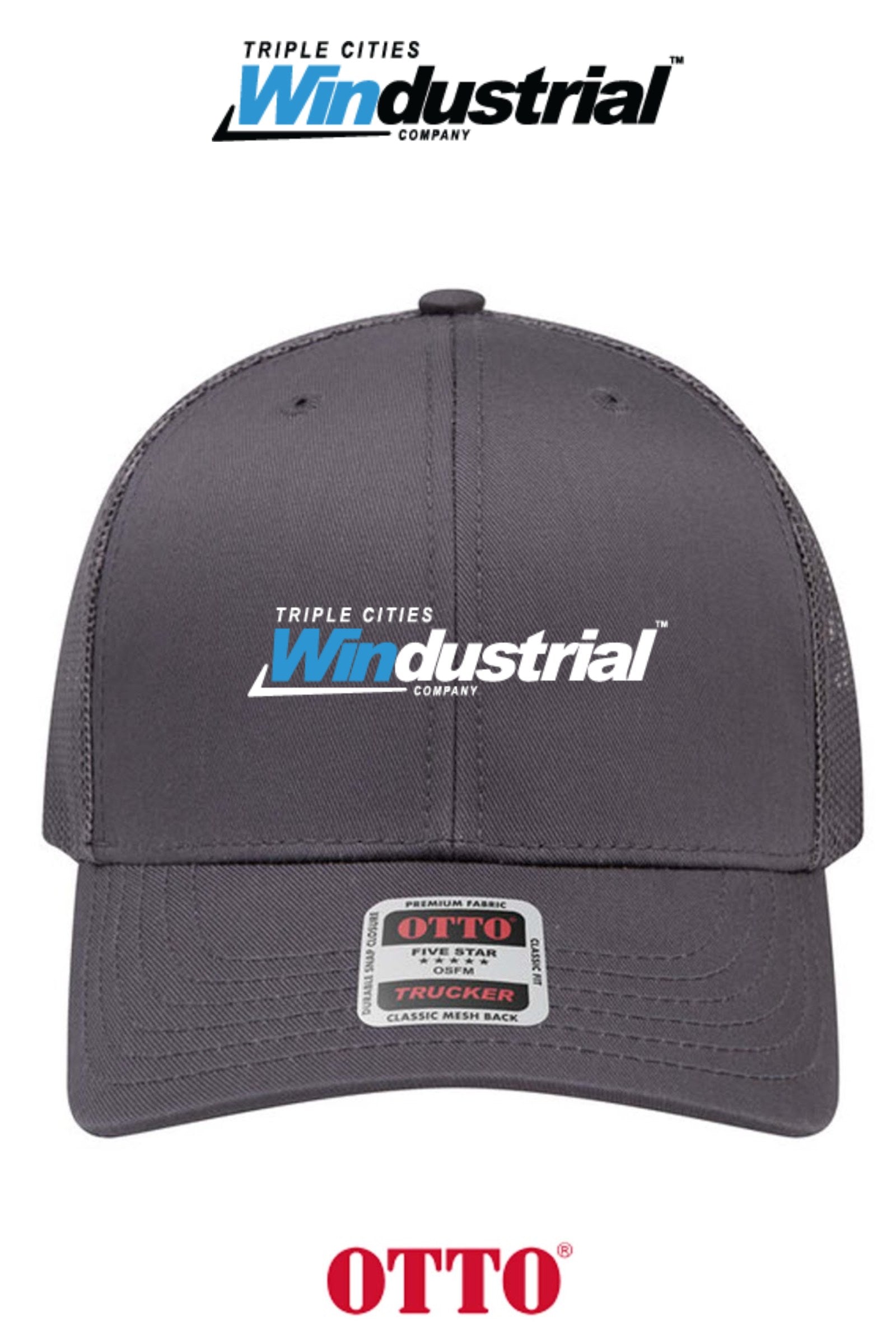 **BULK BUY SPECIAL** OTTO CAP® 6 Panel Mid Profile Mesh Back Trucker Hat - Windustrial Triple Cities