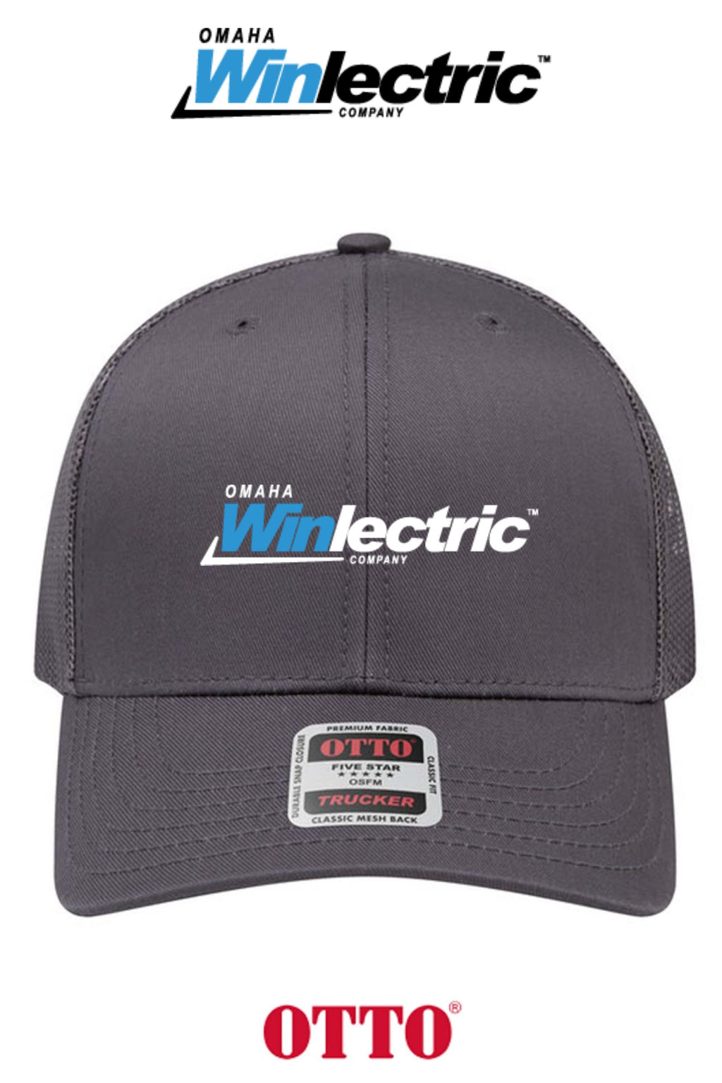 **BULK BUY SPECIAL** OTTO CAP® 6 Panel Mid Profile Mesh Back Trucker Hat - Omaha Winlectric