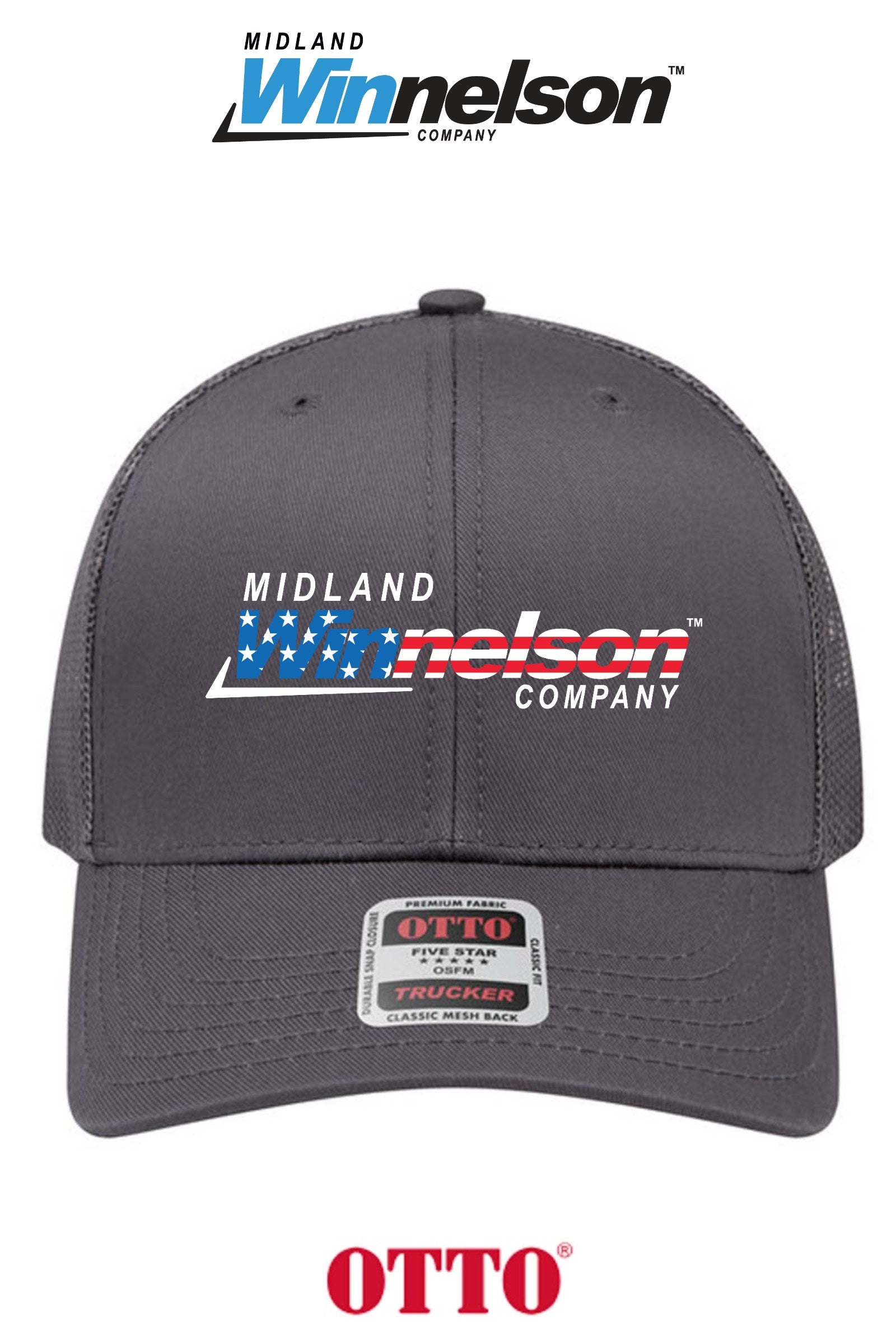 **BULK BUY SPECIAL** OTTO CAP® 6 Panel Mid Profile Mesh Back Trucker Hat - Midland Winnelson - Patriot