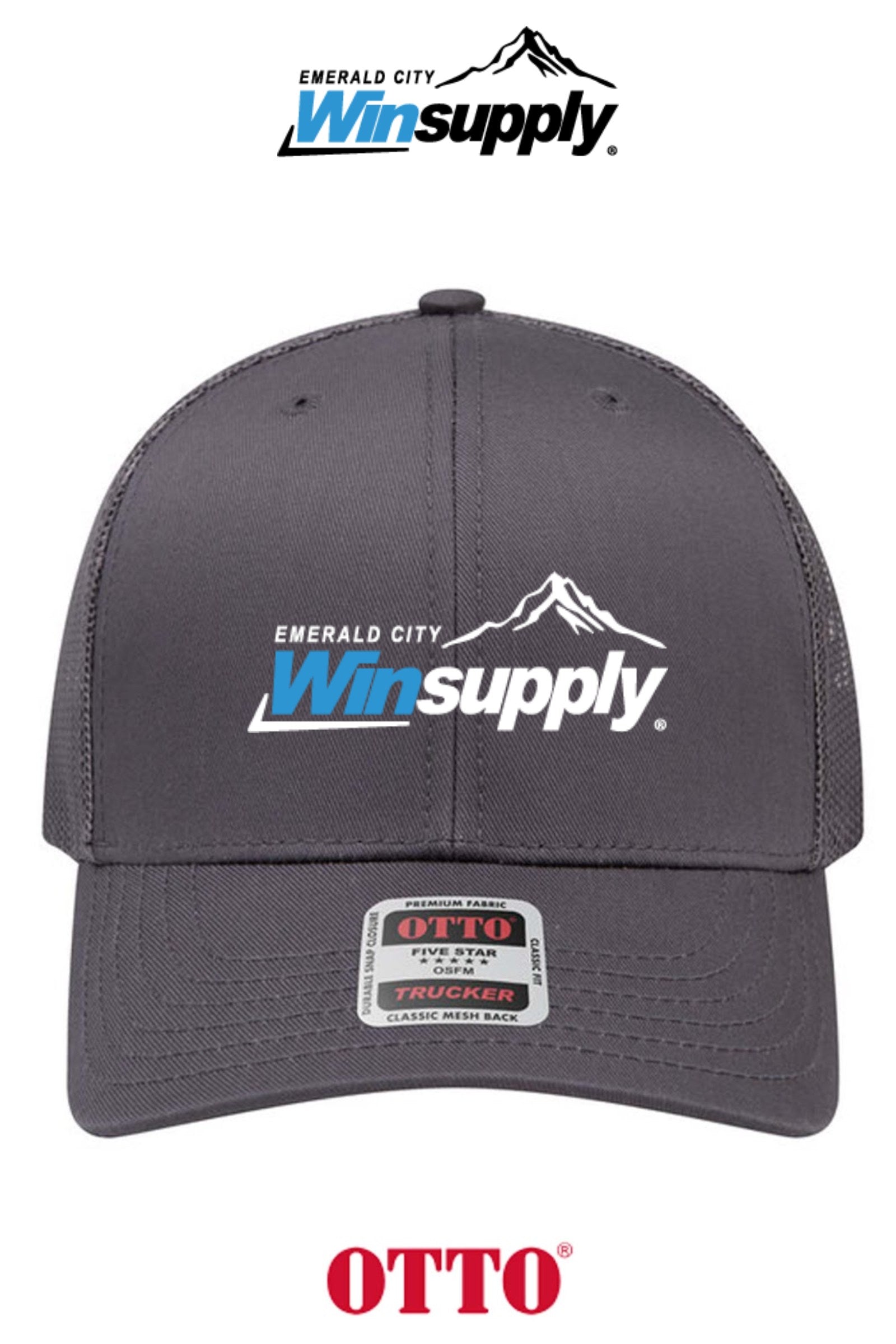 **BULK BUY SPECIAL** OTTO CAP® 6 Panel Mid Profile Mesh Back Trucker Hat - Winsupply Emerald City
