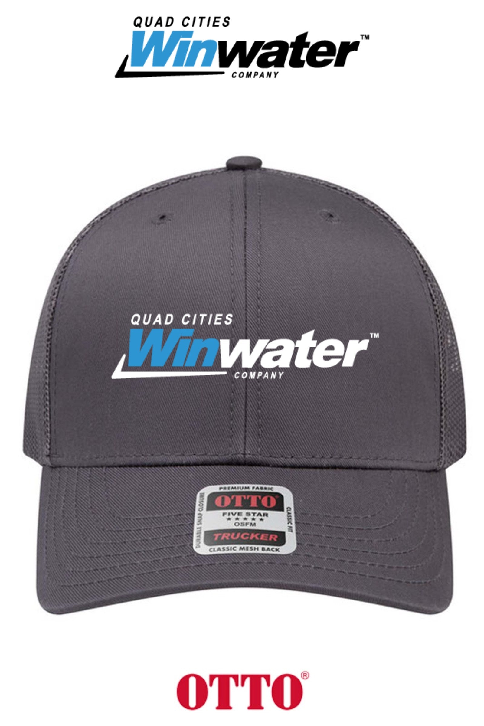 **BULK BUY SPECIAL** OTTO CAP® 6 Panel Mid Profile Mesh Back Trucker Hat - Quad Cities Winwater
