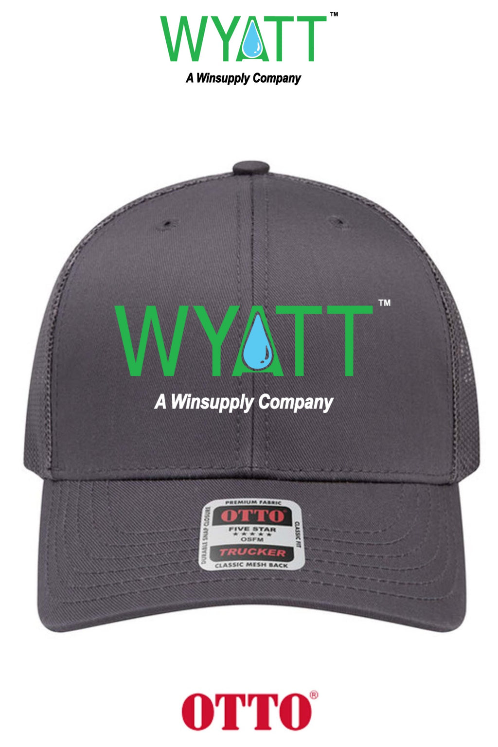 **BULK BUY SPECIAL** OTTO CAP® 6 Panel Mid Profile Mesh Back Trucker Hat - Wyatt Irrigation of Santa Rosa