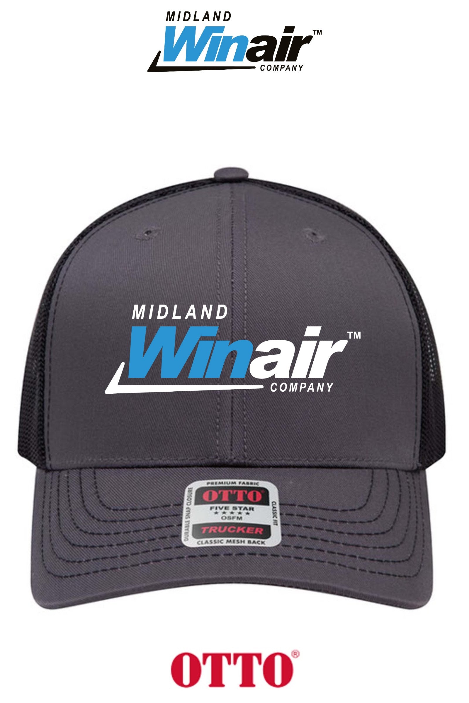 **BULK BUY SPECIAL** OTTO CAP® 6 Panel Mid Profile Mesh Back Trucker Hat - Midland Winair