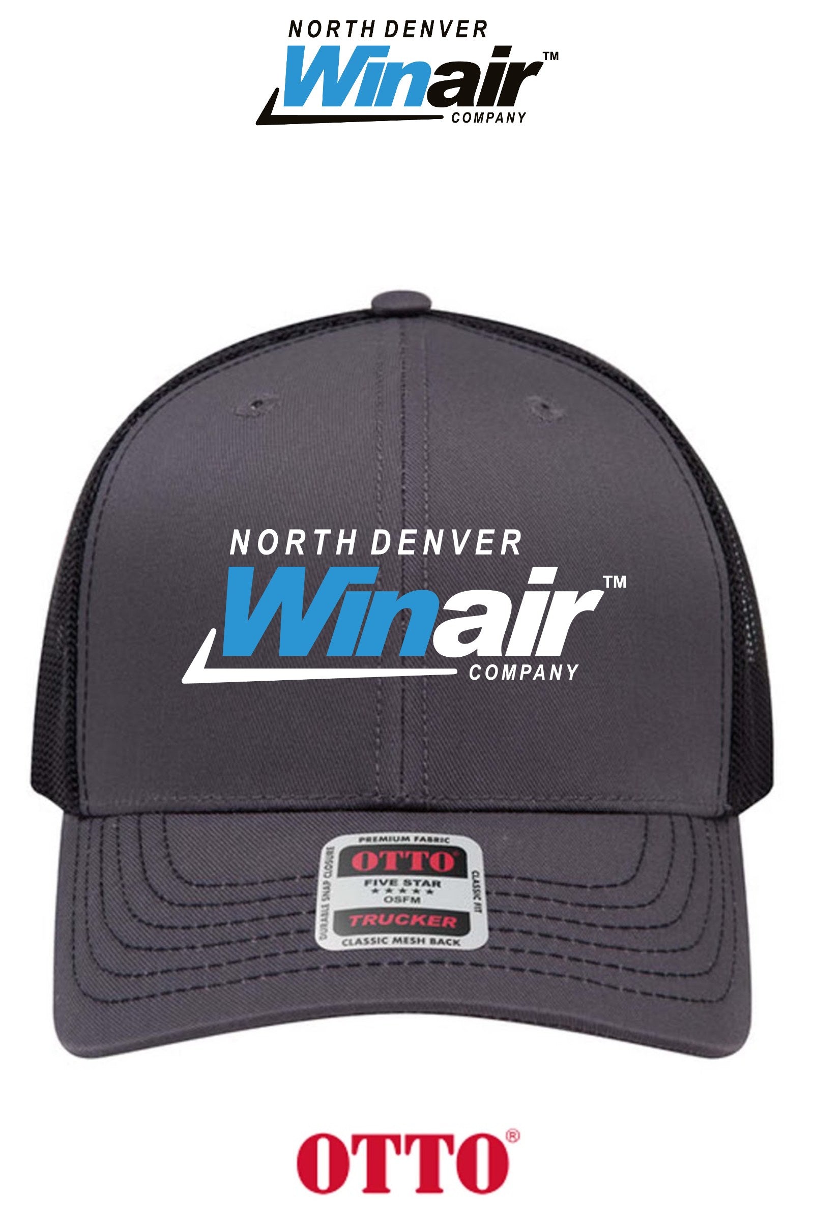 **BULK BUY SPECIAL** OTTO CAP® 6 Panel Mid Profile Mesh Back Trucker Hat - North Denver Winair