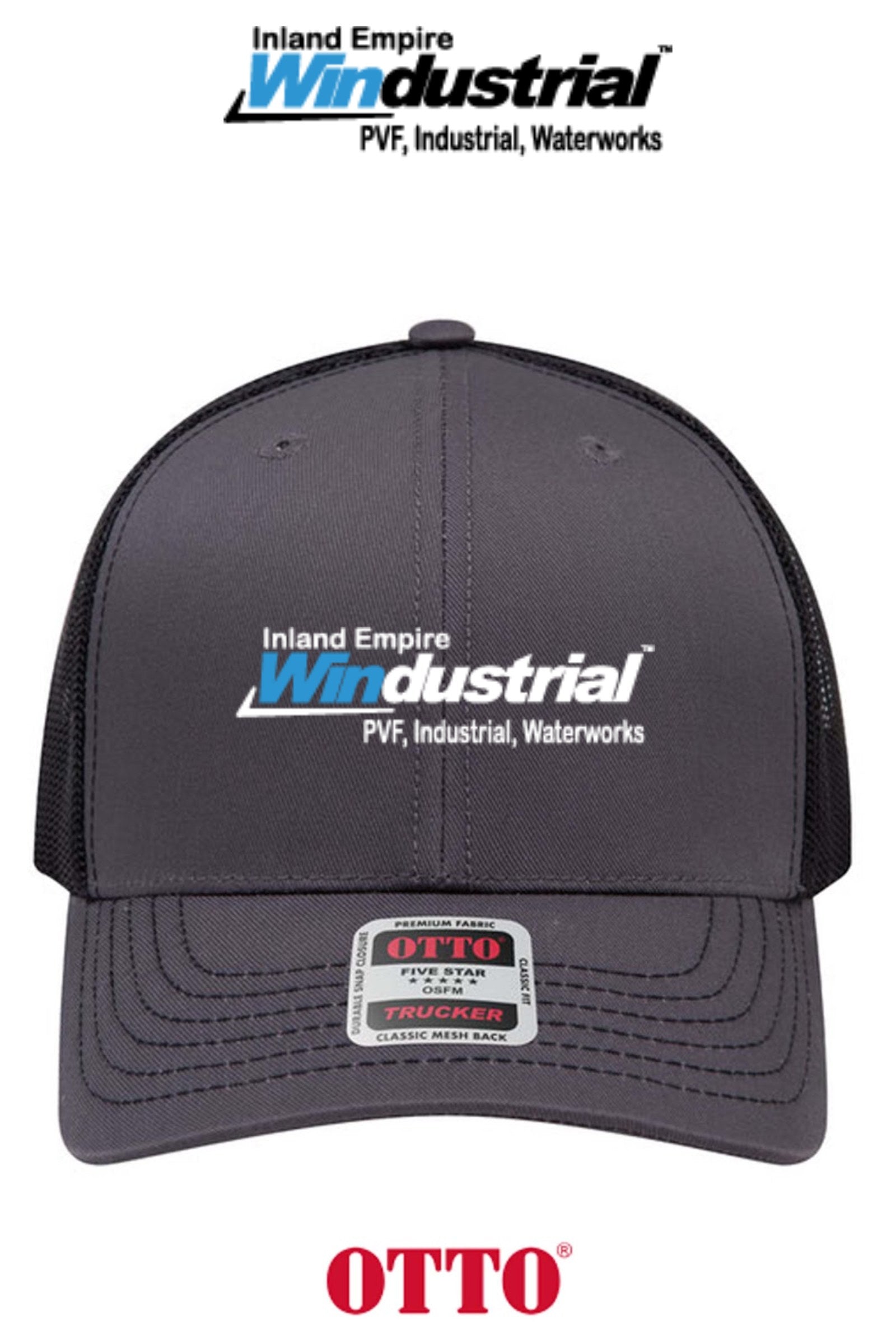 **BULK BUY SPECIAL** OTTO CAP® 6 Panel Mid Profile Mesh Back Trucker Hat - Inland Empire Windustrial