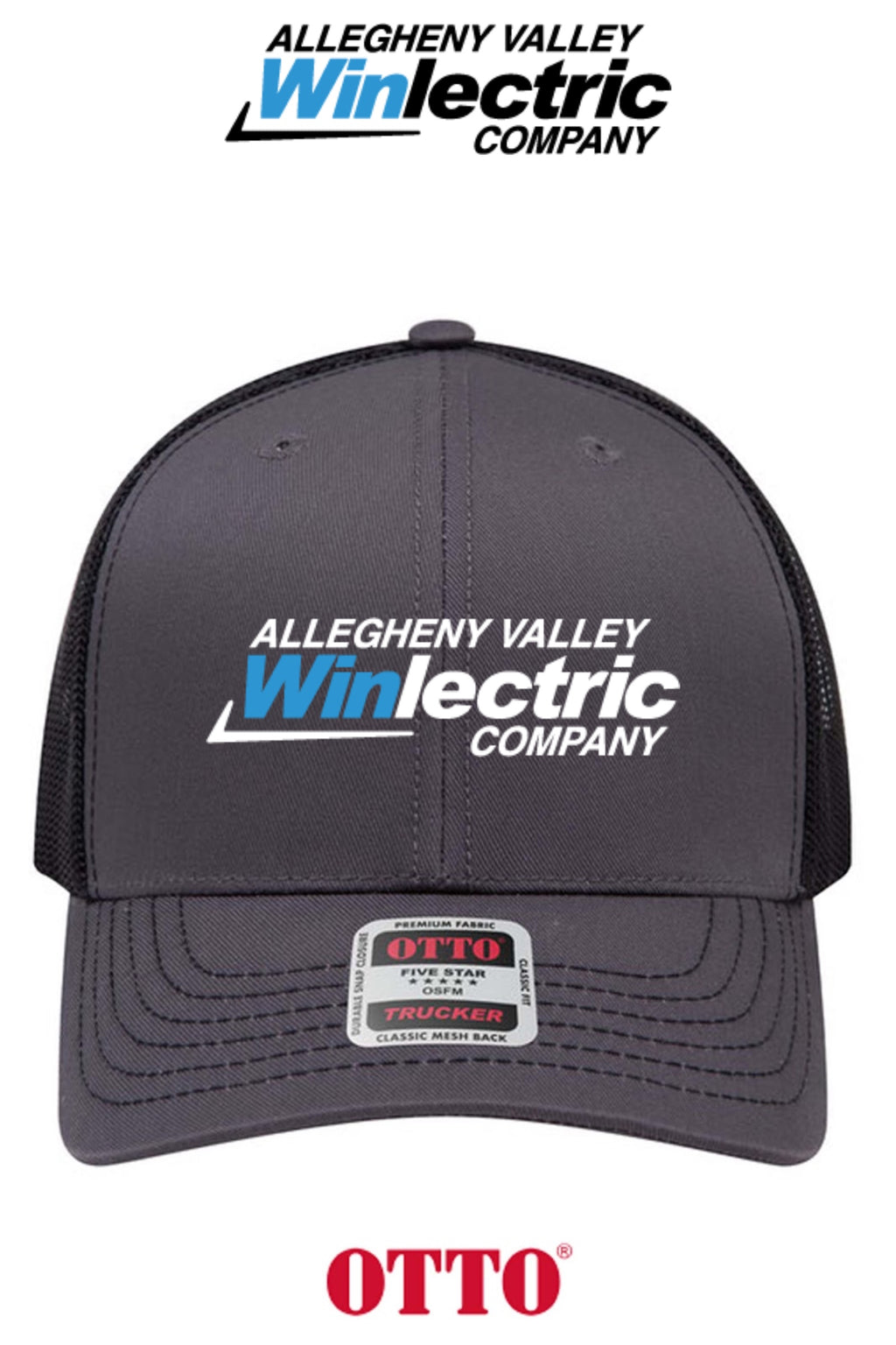 **BULK BUY SPECIAL** OTTO CAP® 6 Panel Mid Profile Mesh Back Trucker Hat - Allegheny Valley Winlectric