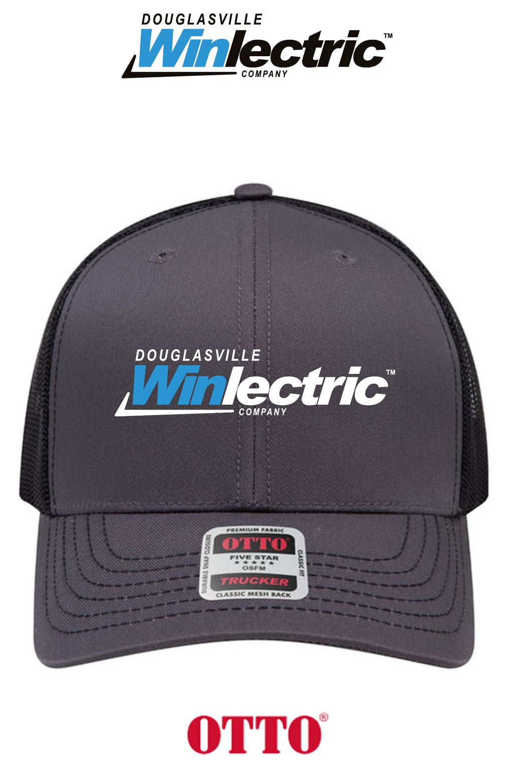 **BULK BUY SPECIAL** OTTO CAP® 6 Panel Mid Profile Mesh Back Trucker Hat - Douglasville Winlectric