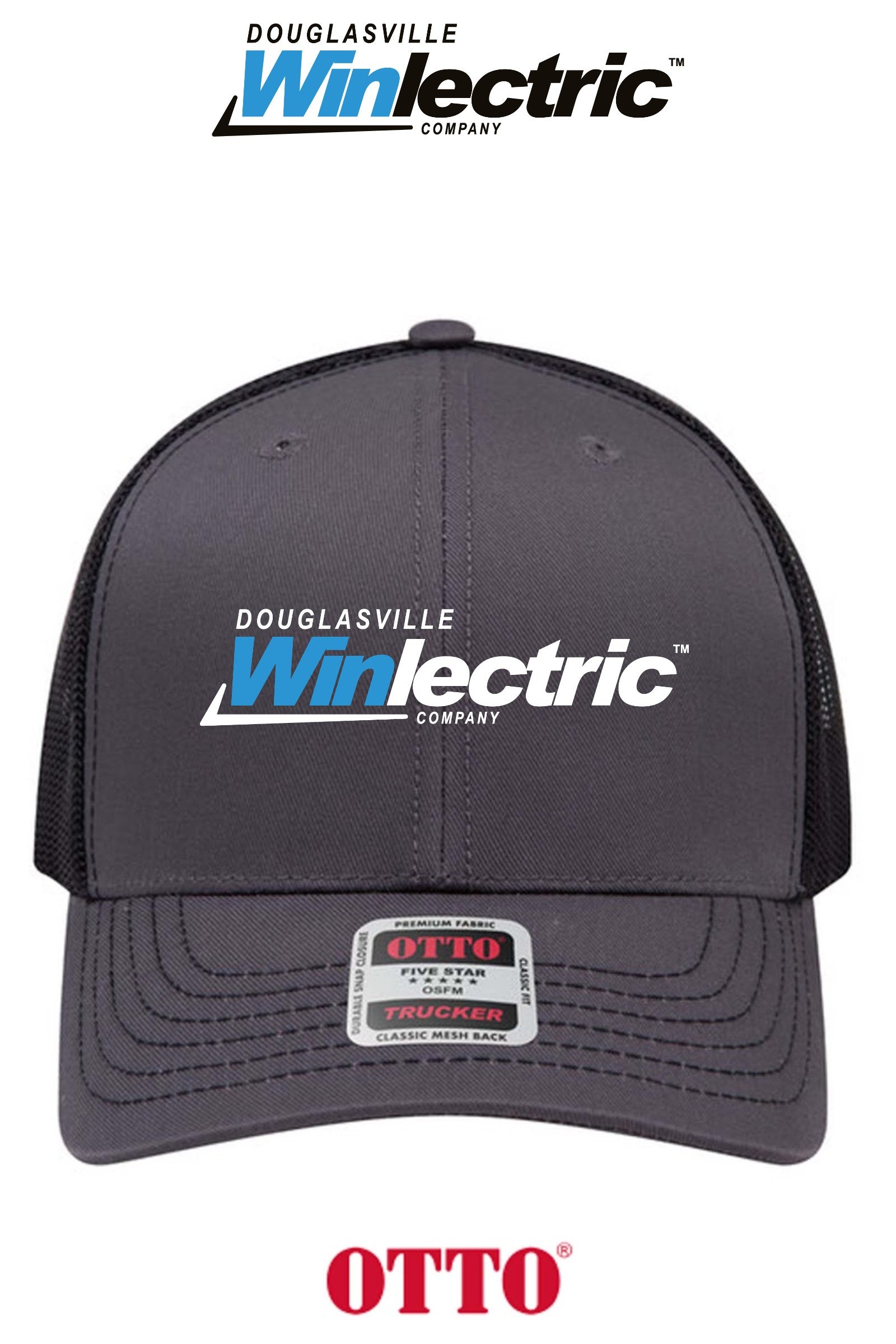 **BULK BUY SPECIAL** OTTO CAP® 6 Panel Mid Profile Mesh Back Trucker Hat - Douglasville Winlectric