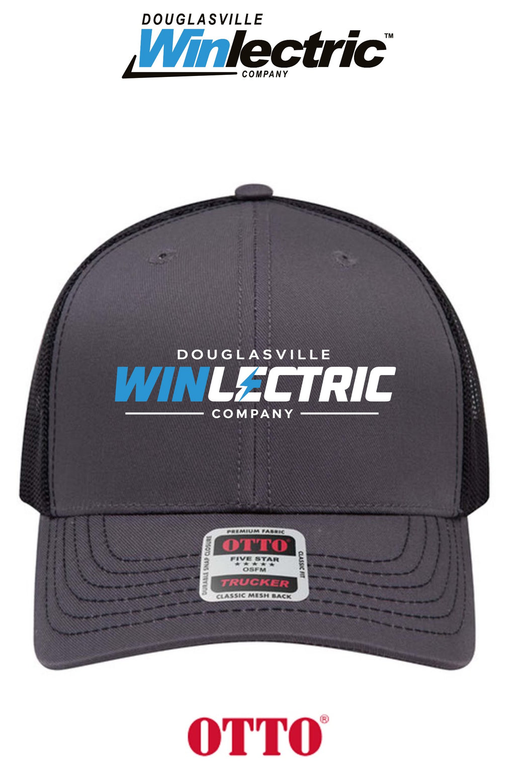 **BULK BUY SPECIAL** OTTO CAP® 6 Panel Mid Profile Mesh Back Trucker Hat - Douglasville Winlectric