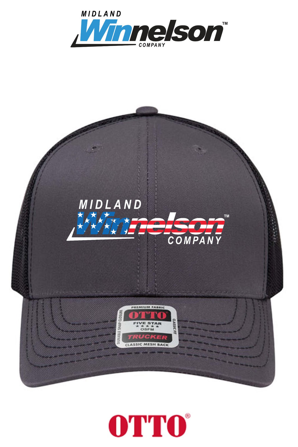 **BULK BUY SPECIAL** OTTO CAP® 6 Panel Mid Profile Mesh Back Trucker Hat - Midland Winnelson - Patriot