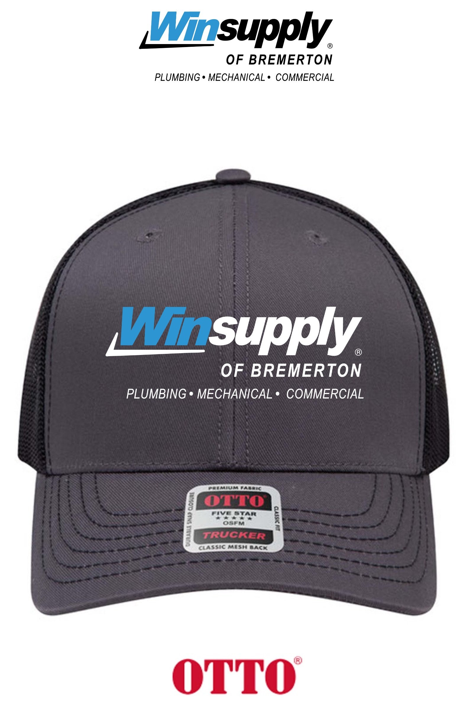 **BULK BUY SPECIAL** OTTO CAP® 6 Panel Mid Profile Mesh Back Trucker Hat - Winsupply Bremerton WA CO.