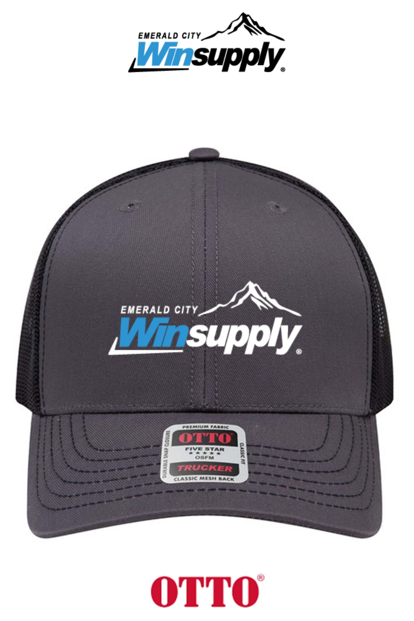 **BULK BUY SPECIAL** OTTO CAP® 6 Panel Mid Profile Mesh Back Trucker Hat - Winsupply Emerald City
