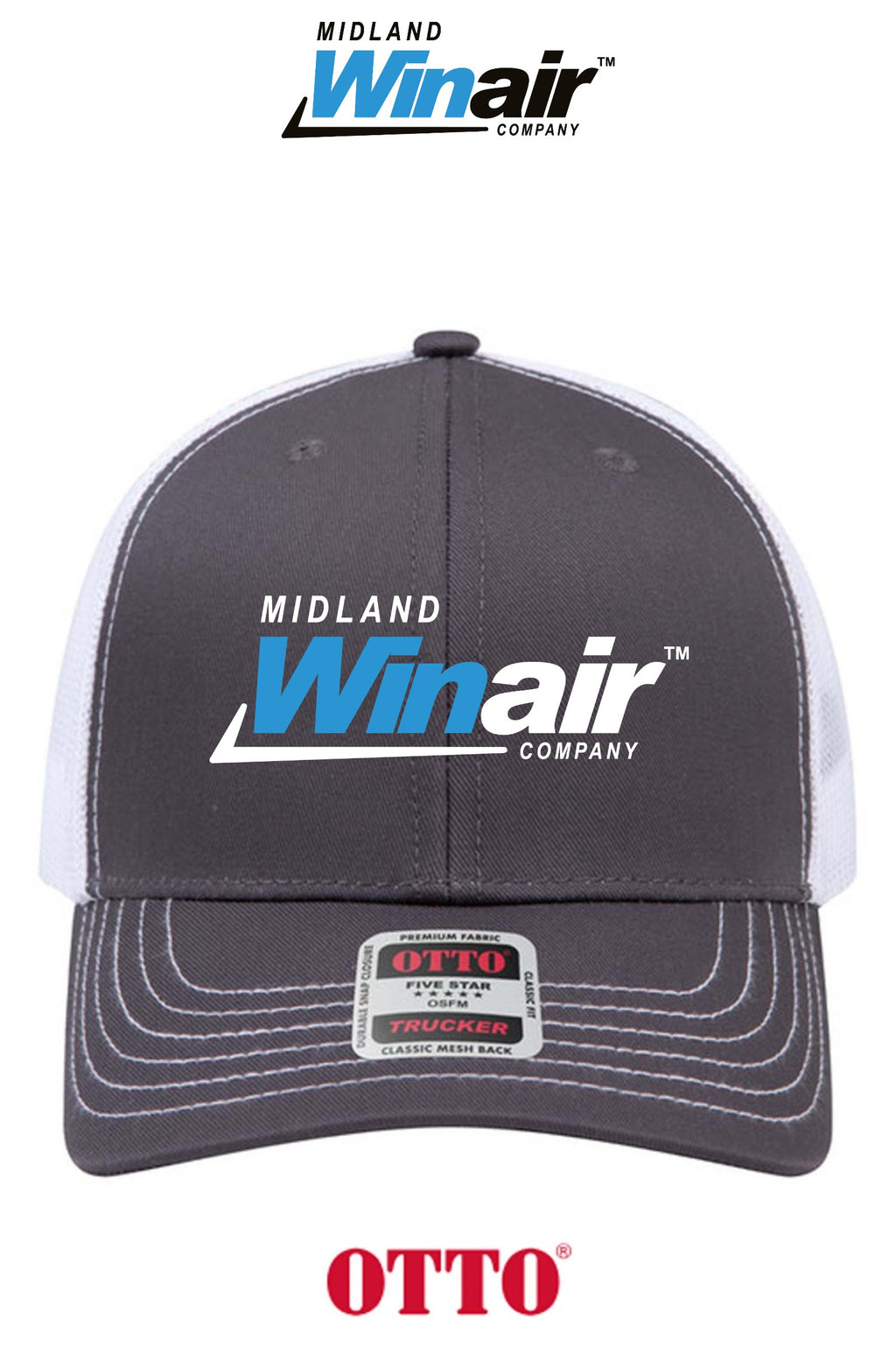 **BULK BUY SPECIAL** OTTO CAP® 6 Panel Mid Profile Mesh Back Trucker Hat - Midland Winair