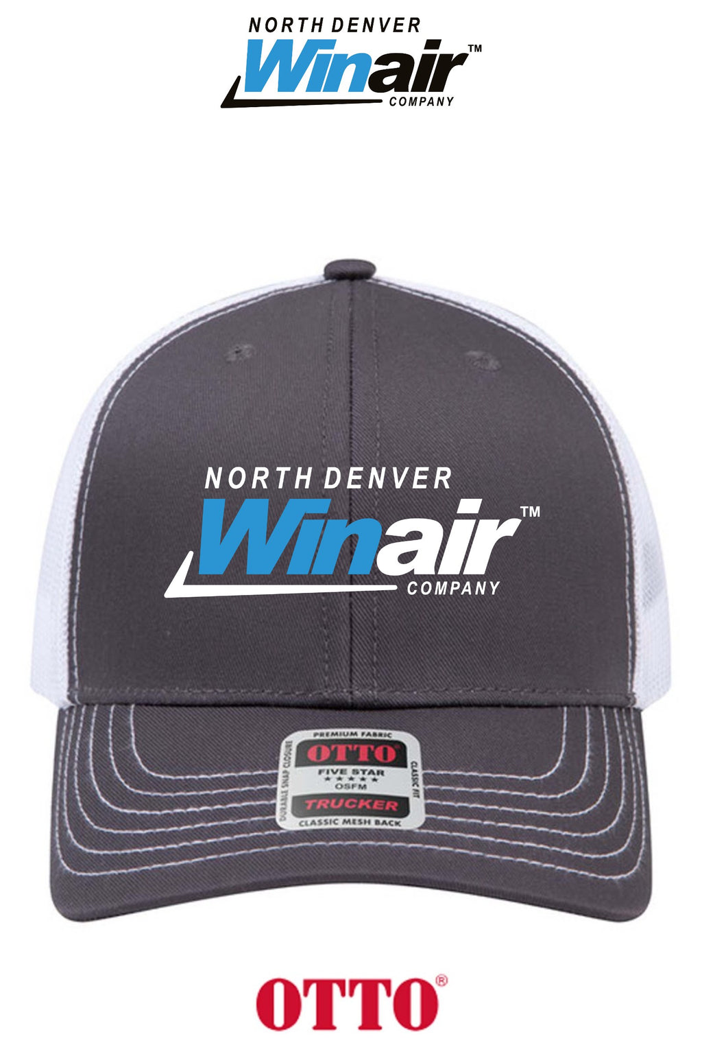 **BULK BUY SPECIAL** OTTO CAP® 6 Panel Mid Profile Mesh Back Trucker Hat - North Denver Winair