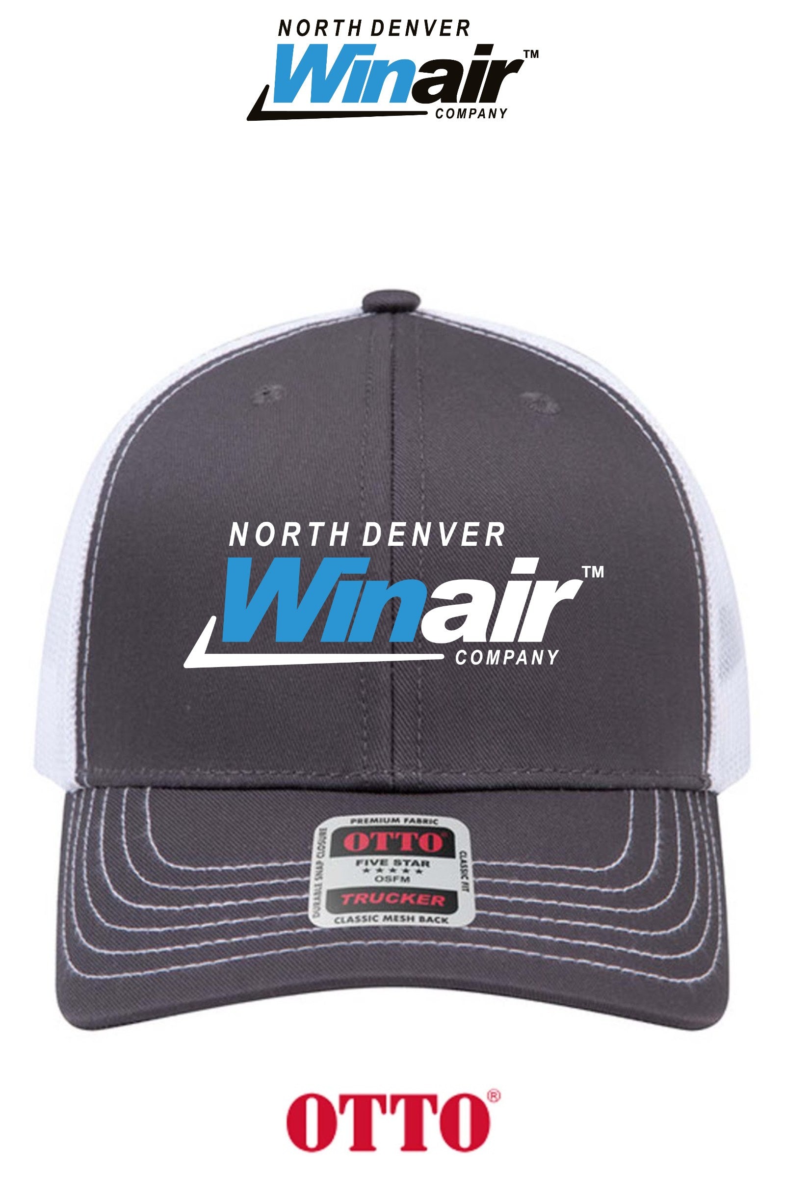 **BULK BUY SPECIAL** OTTO CAP® 6 Panel Mid Profile Mesh Back Trucker Hat - North Denver Winair