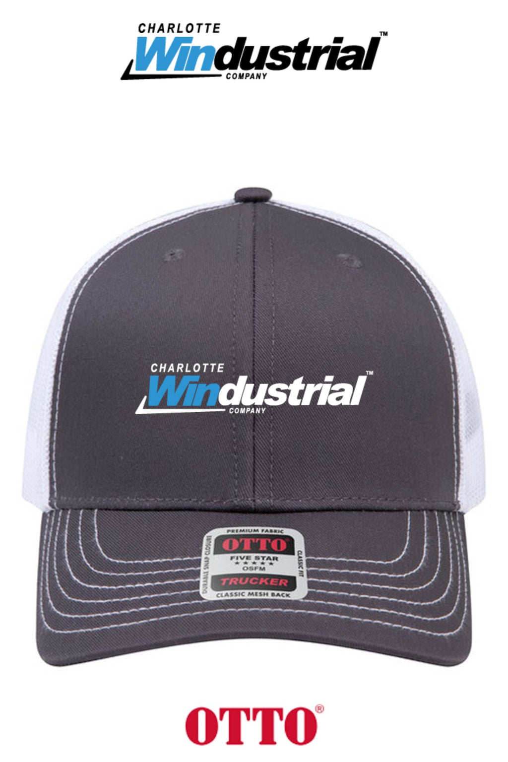 **BULK BUY SPECIAL** OTTO CAP® 6 Panel Mid Profile Mesh Back Trucker Hat - Charlotte Windustrial