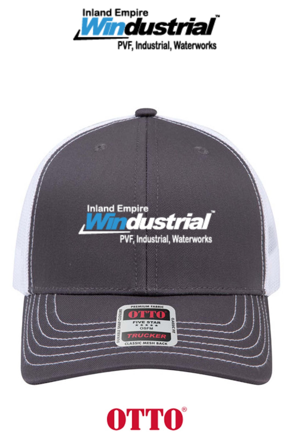**BULK BUY SPECIAL** OTTO CAP® 6 Panel Mid Profile Mesh Back Trucker Hat - Inland Empire Windustrial