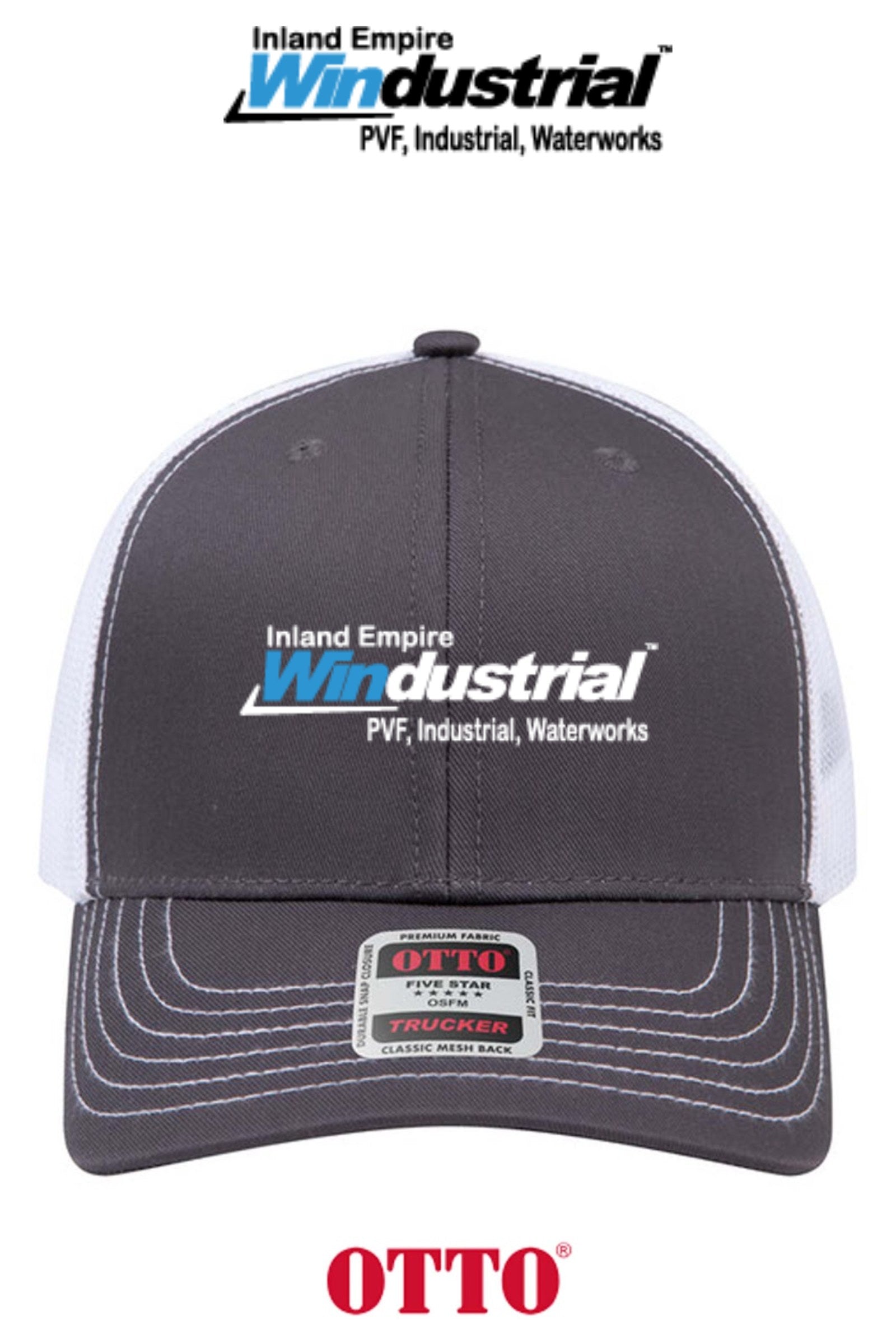 **BULK BUY SPECIAL** OTTO CAP® 6 Panel Mid Profile Mesh Back Trucker Hat - Inland Empire Windustrial