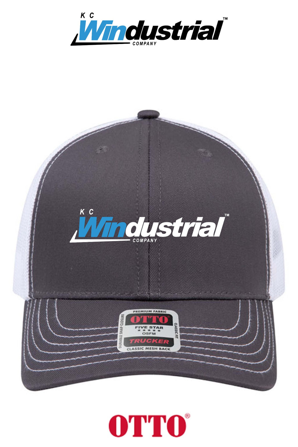 **BULK BUY SPECIAL** OTTO CAP® 6 Panel Mid Profile Mesh Back Trucker Hat - KC Windustrial