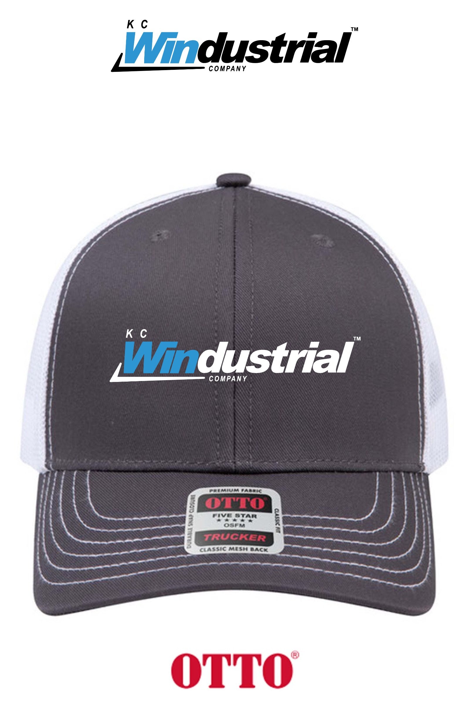 **BULK BUY SPECIAL** OTTO CAP® 6 Panel Mid Profile Mesh Back Trucker Hat - KC Windustrial
