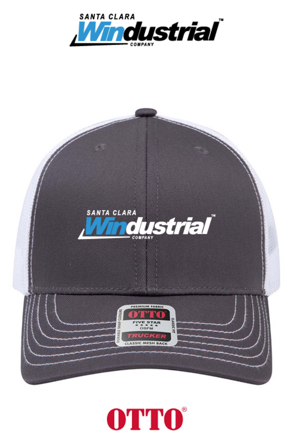 **BULK BUY SPECIAL** OTTO CAP® 6 Panel Mid Profile Mesh Back Trucker Hat - Santa Clara Windustrial