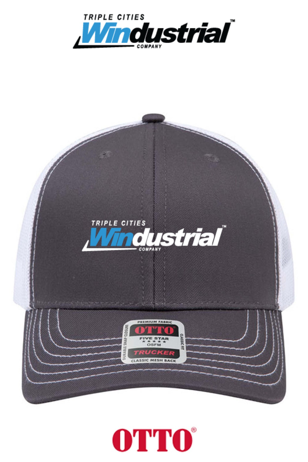 **BULK BUY SPECIAL** OTTO CAP® 6 Panel Mid Profile Mesh Back Trucker Hat - Windustrial Triple Cities