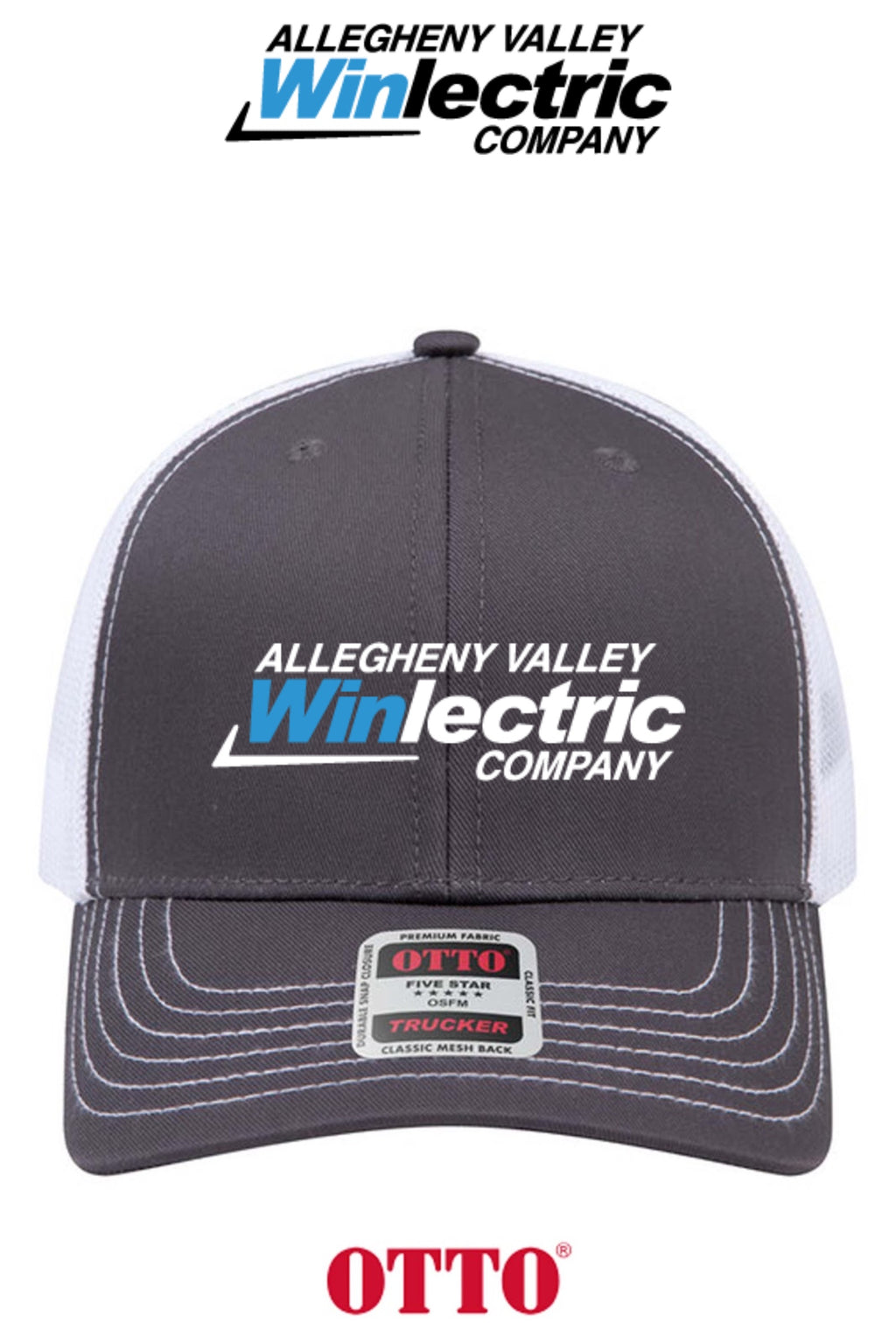 **BULK BUY SPECIAL** OTTO CAP® 6 Panel Mid Profile Mesh Back Trucker Hat - Allegheny Valley Winlectric