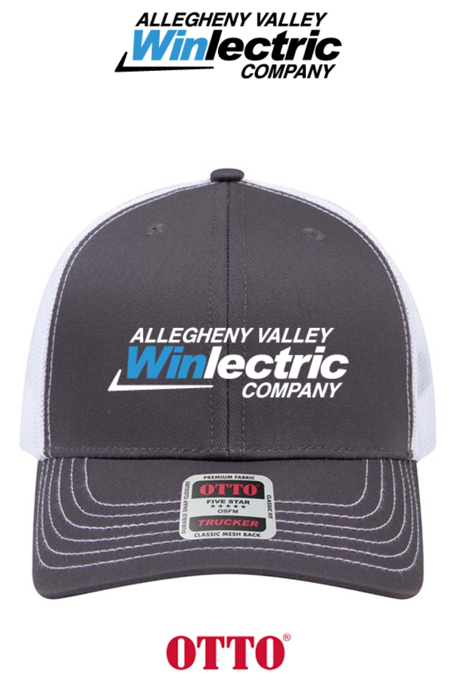 **BULK BUY SPECIAL** OTTO CAP® 6 Panel Mid Profile Mesh Back Trucker Hat - Allegheny Valley Winlectric