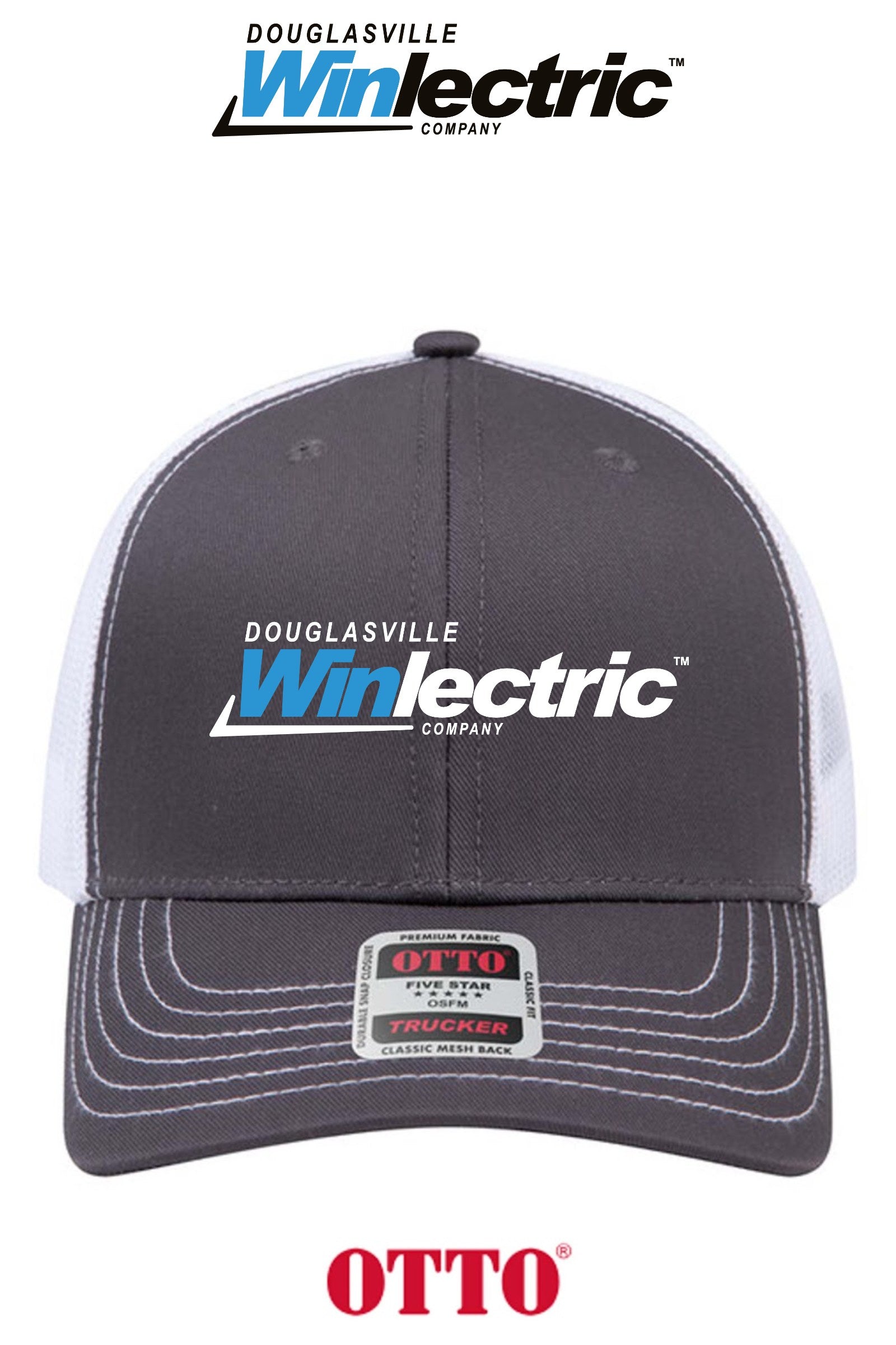 **BULK BUY SPECIAL** OTTO CAP® 6 Panel Mid Profile Mesh Back Trucker Hat - Douglasville Winlectric